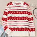  Rosalie Patterned Crew Neck Loose Sweater