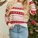 White Large Rosalie Patterned Crew Neck Loose Sweater