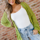  Whitley Crochet Knit Open Cardigan