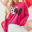 Strawberry Pink Medium Whitley Heart Patch Graphic Sweatshirt