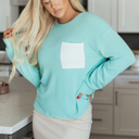  Willa Texture Contrast Patched Long Sleeve Top