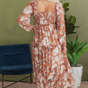  Willow Floral Shirred Square Neck High Waist Maxi Dress