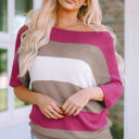  Willow Stripe Knit Half Sleeve Sweater