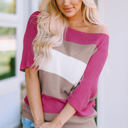  Willow Stripe Knit Half Sleeve Sweater