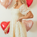  Winter Bubble Sleeve Square Dress