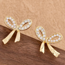  Winter Rhinestone Pearl Bow Earrings