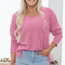  Winter Seam Patchwork Loose Long Sleeve Top