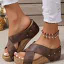  Wren Criss Cross Wedge Slippers