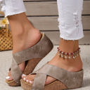 Gray Size 8.5 Wren Criss Cross Wedge Slippers