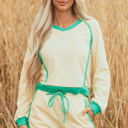 White Small Wren Long Sleeve Pullover and Drawstring Shorts Outfit