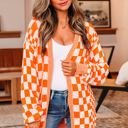  Wrenley Checkered Open Front Drop Shoulder Cardigan