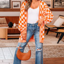  Wrenley Checkered Open Front Drop Shoulder Cardigan