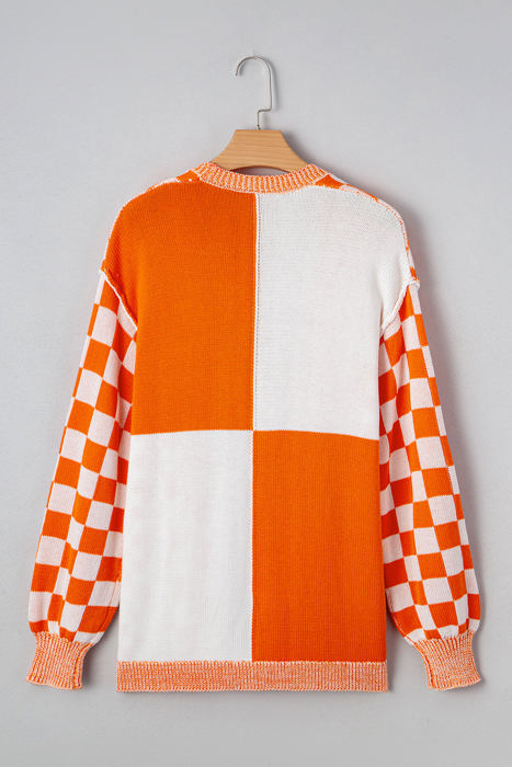 Wrenley Checkered Open Front Drop Shoulder Cardigan