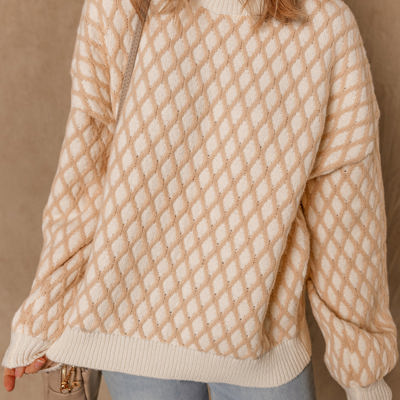 Ximena Rhombus Textured Knit Sweater