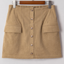 Camel Large Xiomara Front Faux Mini Skirt