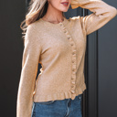  Yamileth Oatmeal Ruffle Trim Sweater