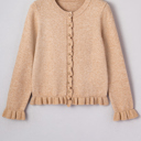 Yamileth Oatmeal Ruffle Trim Sweater