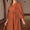  Yaranina Pleated Corduroy Mini Dress