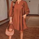  Yaranina Pleated Corduroy Mini Dress