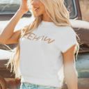  YEEHAW Stitch Edge Crew Neck Sweater Top
