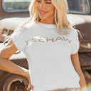  YEEHAW Stitch Edge Crew Neck Sweater Top