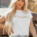  YEEHAW Stitch Edge Crew Neck Sweater Top