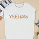  YEEHAW Stitch Edge Crew Neck Sweater Top