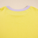  Yellow Striped Color Block Patchwork Crewneck Plus Size Pullover Sweatshirt