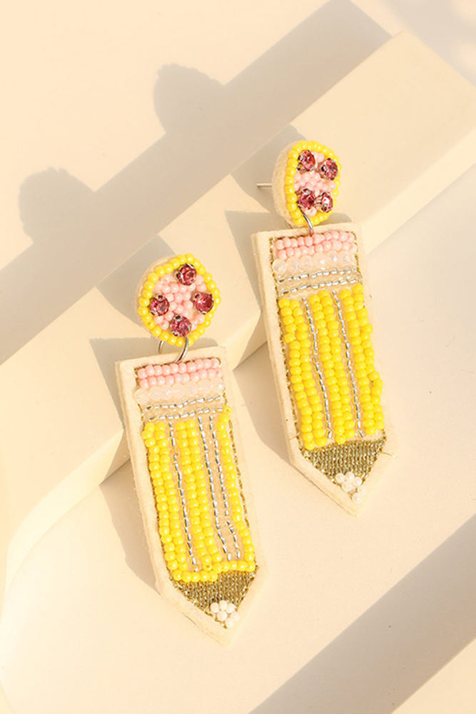 Yellow Teacher Pencil Earrings