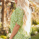  Yusra FloralRuffle Sleeve V Neck Blouse