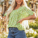  Yusra FloralRuffle Sleeve V Neck Blouse