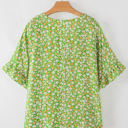  Yusra FloralRuffle Sleeve V Neck Blouse