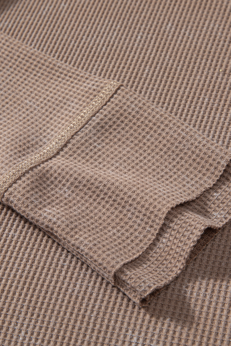 Zahra Waffle Knit Neckline Long Sleeve Top