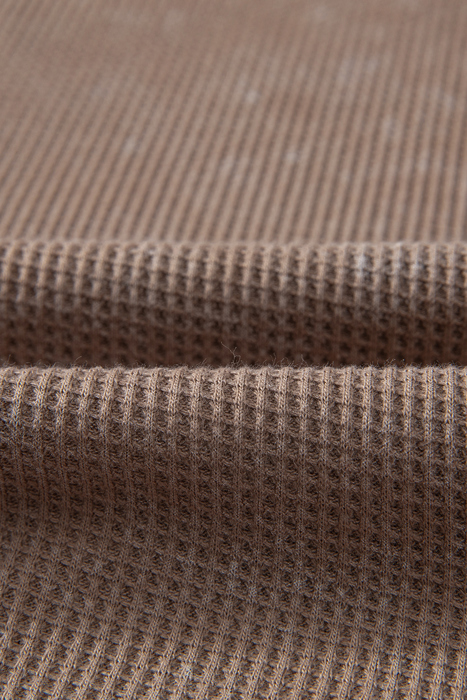 Zahra Waffle Knit Neckline Long Sleeve Top