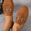 Chestnut Size 10 Zara Strap Buckle Decor Slip On Flats