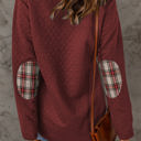 Red Medium Zara Texture Plaid Trim Sweatshirt