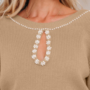  Zariah Embellished Keyhole Ribbed Sweater