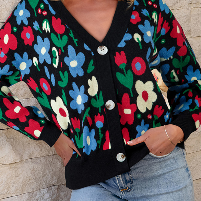 Zariah Print Short Cardigan Sweater