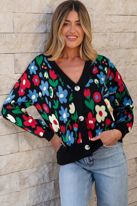 Zariah Print Short Cardigan Sweater