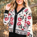 Black Small Zariah Print Short Cardigan Sweater