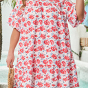 Red 3X Zariah Ruffled Half Sleeve PLUS Dress