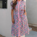  Zariyah Floral Shirred Buttoned Front Midi Dress