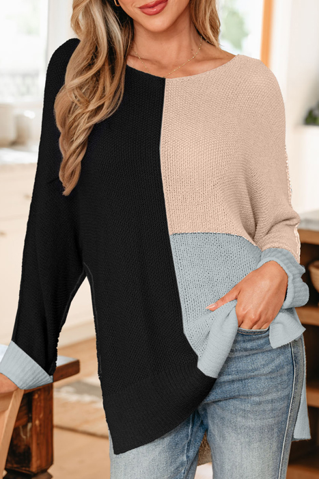 Zayla Block Knit Loose Sweater