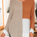  Zendaya Block Knit Loose Sweater
