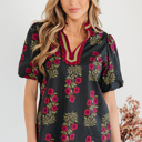  Zoe Contrast Slit Neckline Blouse