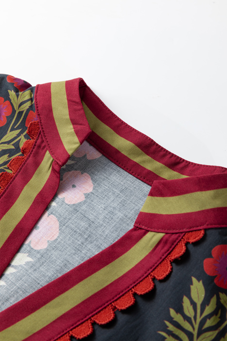 Zoe Contrast Slit Neckline Blouse