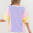 Zoe Patchwork Half Sleeve Oversized Top