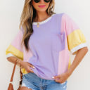  Zoe Patchwork Half Sleeve Oversized Top