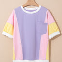  Zoe Patchwork Half Sleeve Oversized Top