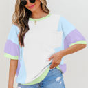  Zoe Patchwork Half Sleeve Oversized Top